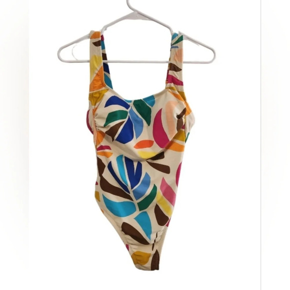 Tabitha Brown one piece swimsuit geometric bold tropical beach vacation small - Picture 2 of 9
